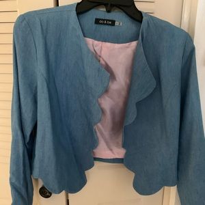 Scalloped Crop Jean Blazer